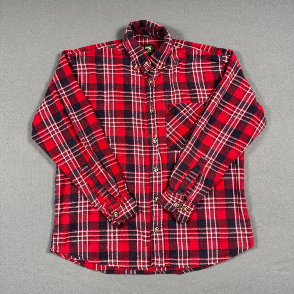 Stillwater Supply Co Flannel Shirt Medium Red Black Plaid Button Down Cotton